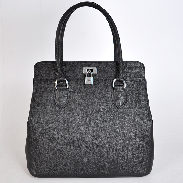 8688 Hermes Strumento sacchetto scatola togo in pelle nera con argento hardw